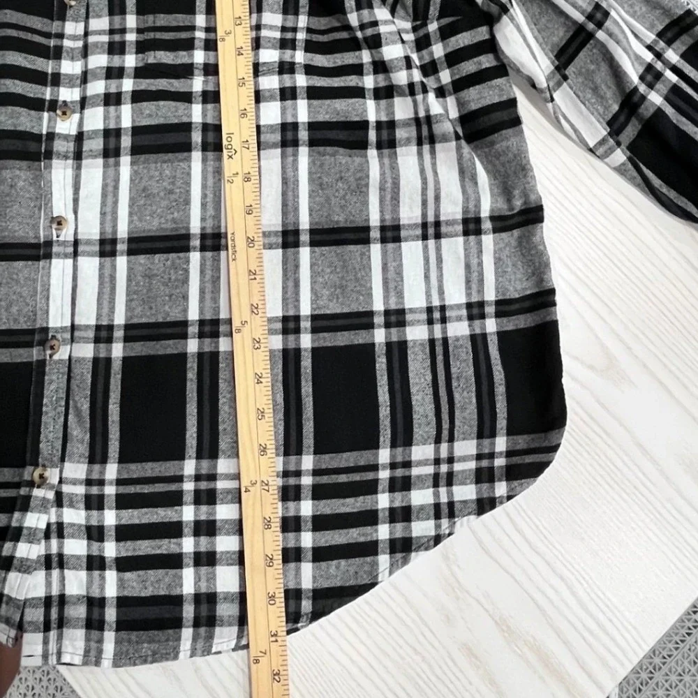 Sonoma Black White Plaid Flannel Shirt Womens 2X Fall Casual Classic Cabincore - Picture 11 of 11